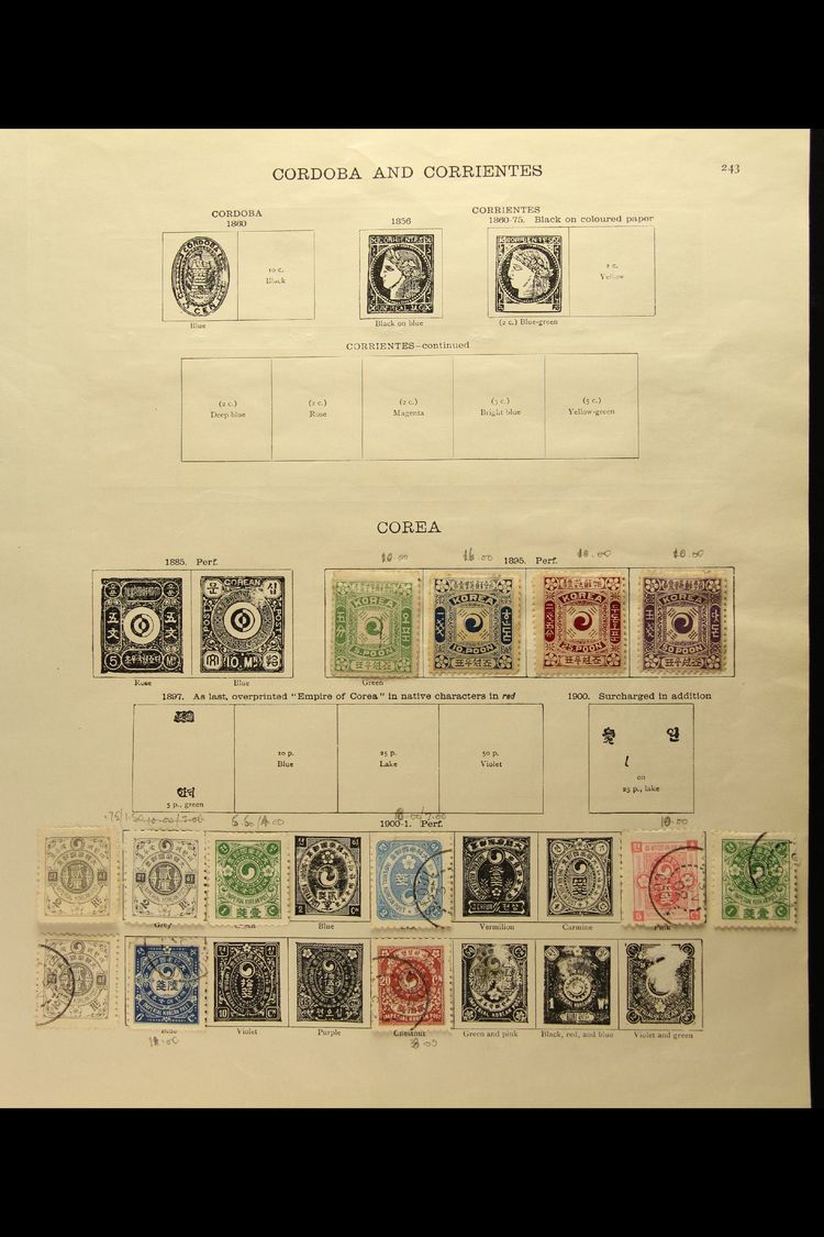 1895-1903 OLD COLLECTION On A Two-sided Page, Mint Or Used, Inc 1895 Set Mint (thins), 1900-01 To 20ch Used, 1903 Set To - Corée (...-1945)