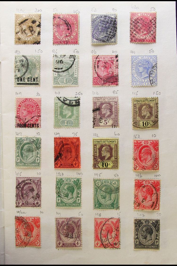 1867-1945 MINT & USED Stamps In An Approval Book, Inc 1937-41 Mint Vals To 50c Inc 1c, 5c, 6c, 8c, 10c, 12c, 15c, 25c, 3 - Straits Settlements