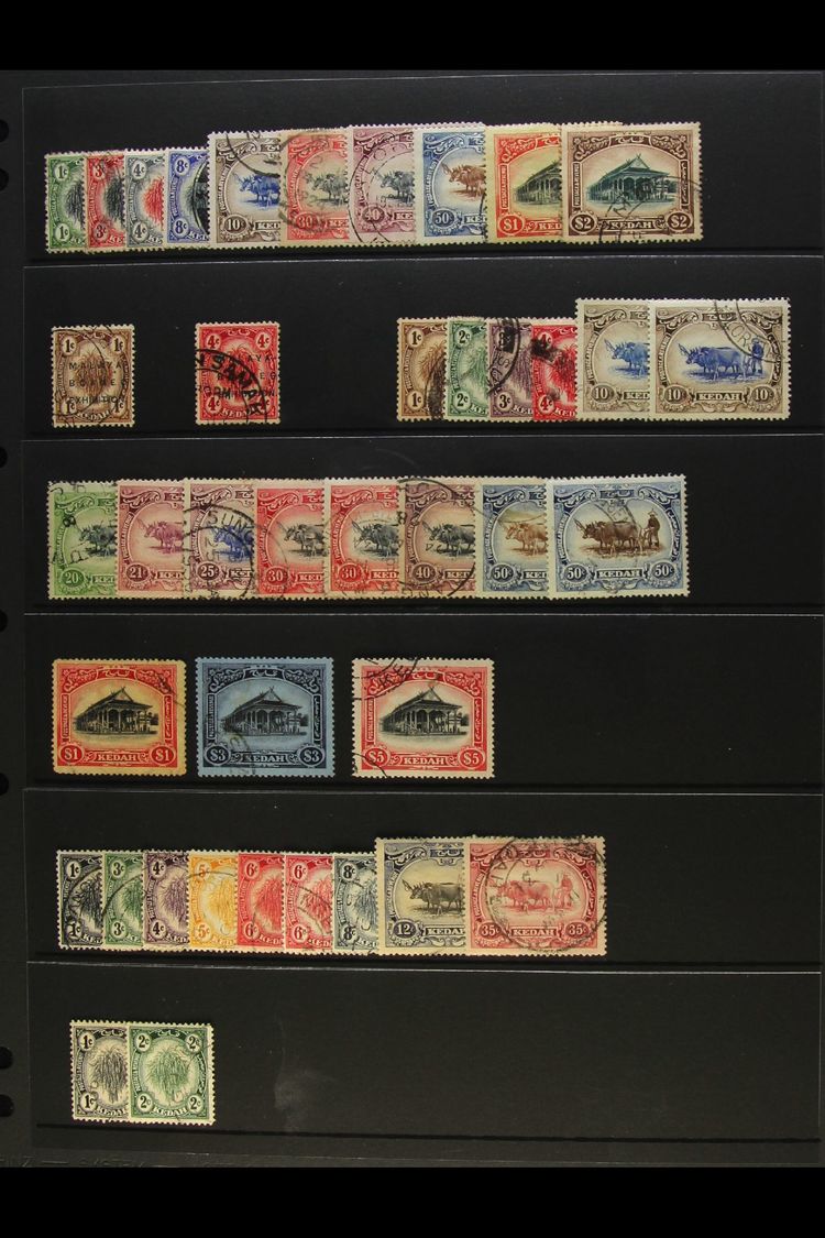 KEDAH 1912 - 1940 Fine Used Selection Incl 1919 Vals To $2, 1921 Vals To $5 Incl Various Type II Values, 1922 Set Etc. ( - Andere & Zonder Classificatie