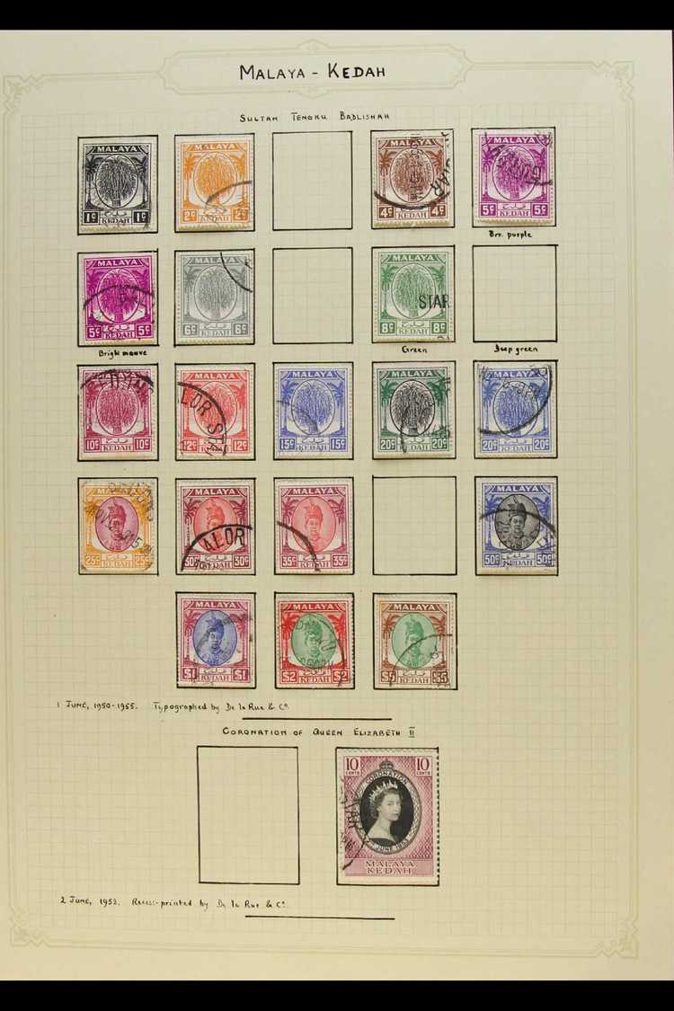 KEDAH 1950-1970 FINE USED COLLECTION On Album Pages. Inc 1950-55 Definitive Range To All $ Values, 1957 Pictorial Comple - Andere & Zonder Classificatie