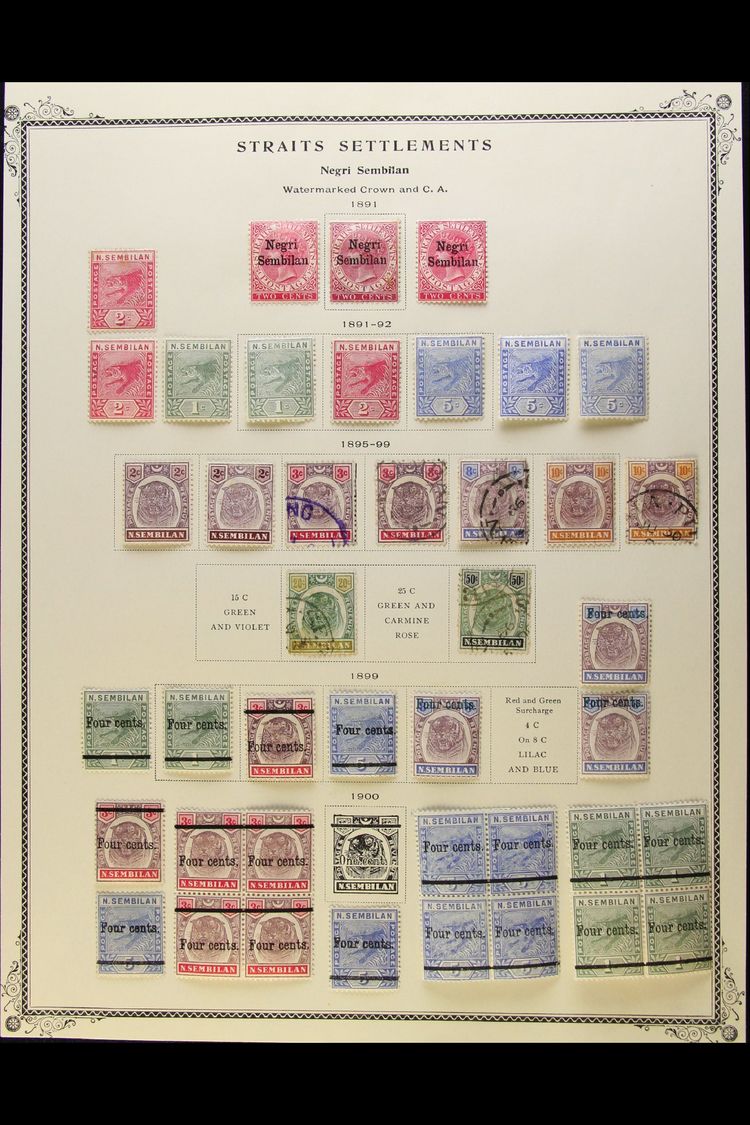 NEGRI SEMBILAN 1891-1961 MINT & USED COLLECTION On Pages, Inc 1891-94 Sets (x2) Mint Inc 5c (x3), 1895-99 2c (x2) & 10c  - Andere & Zonder Classificatie