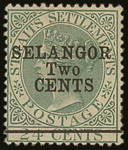 SELANGOR 1891 2c On 24c Green Surch. Type 37, SG 46, Fine Mint. For More Images, Please Visit Http://www.sandafayre.com/ - Other & Unclassified