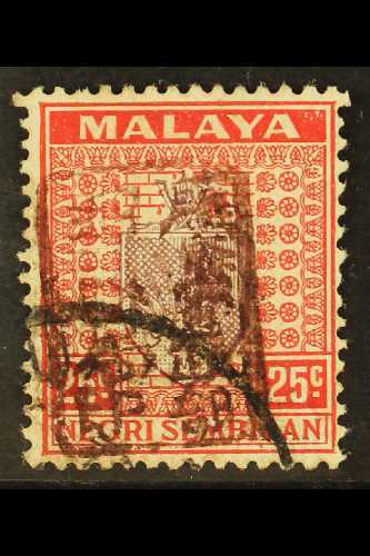 GENERAL ISSUES 25c Dull Purple And Scarlet Of Negri Sembilan Ovptd Single Frame Chop In Brown, SG J170b, Very Fine Used. - Autres & Non Classés