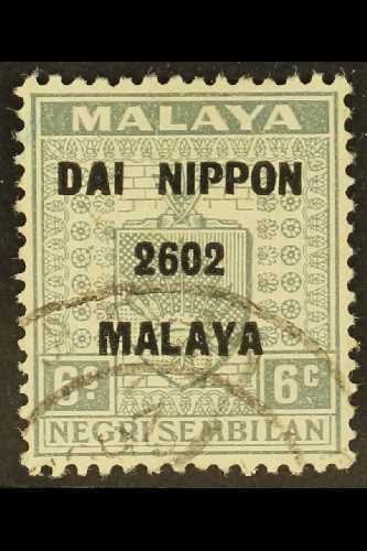 NEGRI SEMBILAN 1942 6c Grey , Variety "stop At Right Omitted", Overprinted "Dai Nippon 2602 Malaya", SG J232b, Very Fine - Andere & Zonder Classificatie