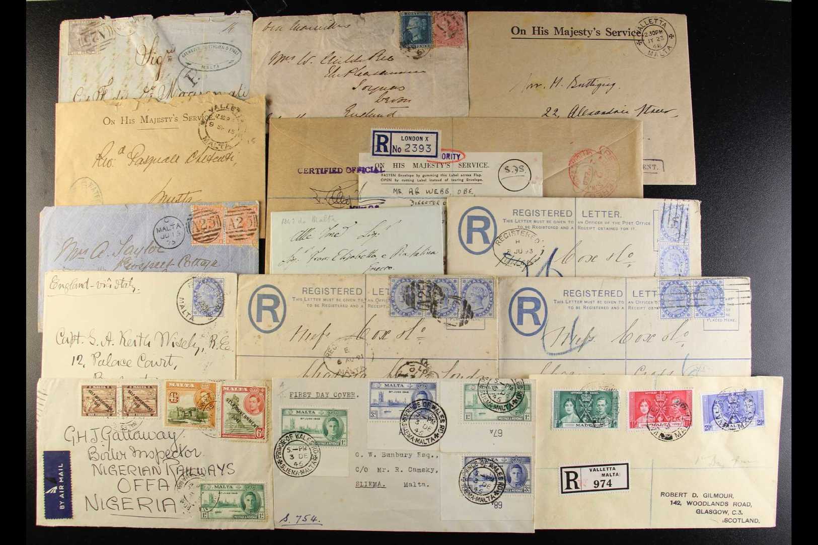 1842-1951 COVERS HOARD. An Interesting Accumulation Of QV To KGVI Covers, Inc 1842 Entire Letter To Naples (no Postal Ma - Malta (...-1964)