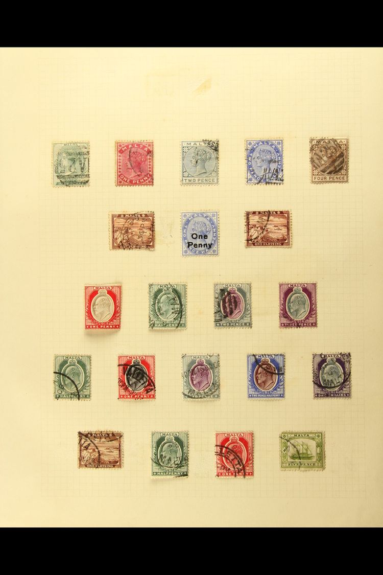 1885-1966 MINT AND USED COLLECTION On Album Pages, Includes KEVII Values To 1s Used, 1926 "POSTAGE" Opts To 1s Used, 192 - Malta (...-1964)