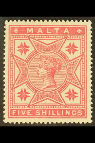 1886 5d Rose, SG 30, Very Fine And Fresh Mint. Well Centered. For More Images, Please Visit Http://www.sandafayre.com/it - Malte (...-1964)