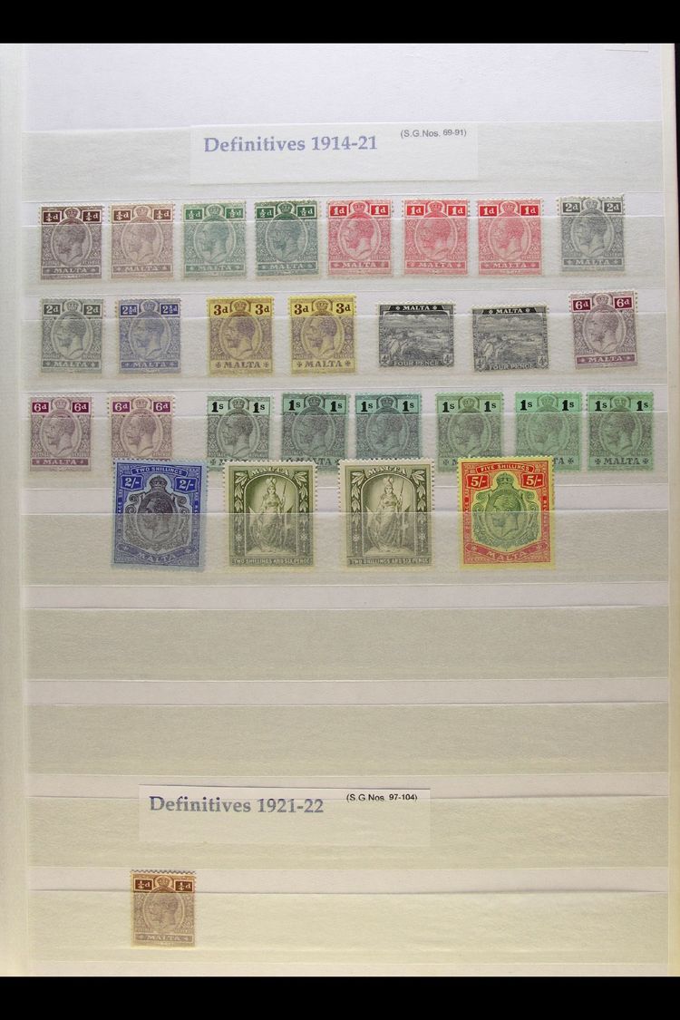 1914-1935 KGV FINE MINT COLLECTION With 1914-21 Definitive Set Plus Range Of Additional Shades To 2s6d; 1922 "Self-Gover - Malte (...-1964)