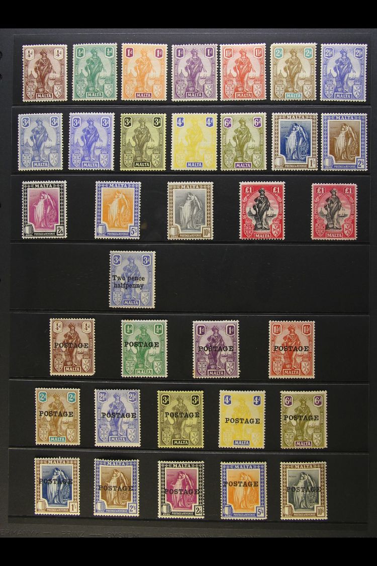 1922-26 MINT MELITA & BRITANNIA COLLECTION Presented On A Stock Page. Includes 1922-26 Complete Set With BOTH Watermarke - Malta (...-1964)