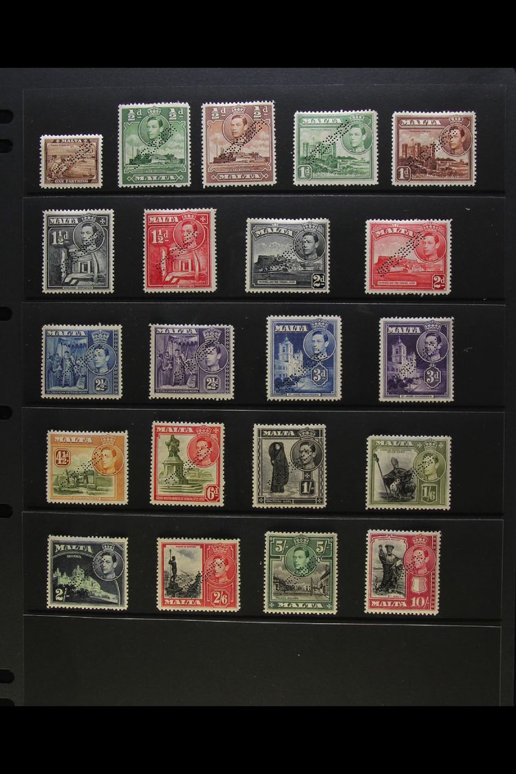 1938 Geo VI Set Complete, Perforated "Specimen", SG 217s/31s, Very Fine Mint, Large Part Og. Scarce Set. (21 Stamps) For - Malta (...-1964)