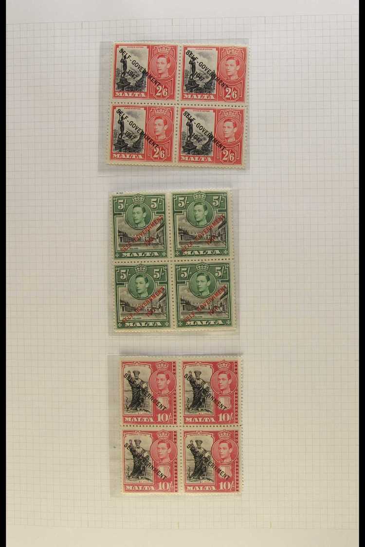 1948 Self Government Set Complete, SG 234/48, In Superb NHM Blocks Of 4. (21 Blocks) For More Images, Please Visit Http: - Malte (...-1964)