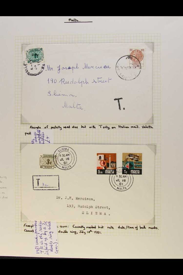 POSTAGE DUES 1973 Issue Incl. Three First Day Covers (two Different Printed Envs & A Plain Env), Plus Group Of Taxed Cov - Malta (...-1964)