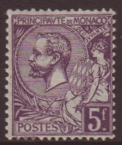 1920 5fr Violet Prince Charles, Yv 46, Centered Slightly Right Otherwise Very Fine NHM. For More Images, Please Visit Ht - Andere & Zonder Classificatie