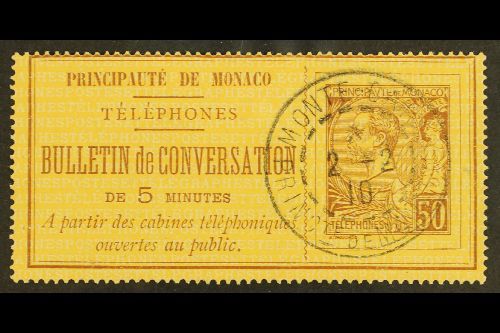 TELEPHONE STAMP. 1886 50c Brown On Yellow, Yvert 1, Very Fine Used. Scarce. For More Images, Please Visit Http://www.san - Andere & Zonder Classificatie