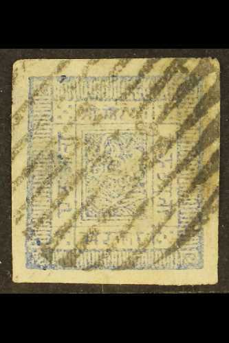 1881-85 1a Milky Blue, Imperf On White Wove Paper (SG 4, Scott 4, Hellrigl 4b), 4 Good Margins And Barred Circular Cance - Nepal