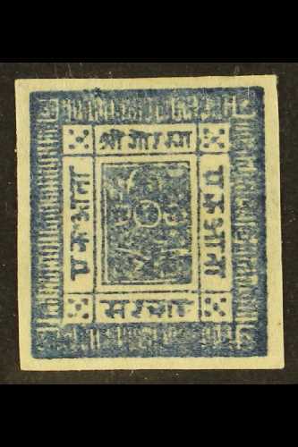 1886-98 1a Blue, Imperf On Native Paper (SG 7, Scott 7, Hellrigl 7), 4 Margins, Fine Mint With Original White Gum. Ex Si - Népal
