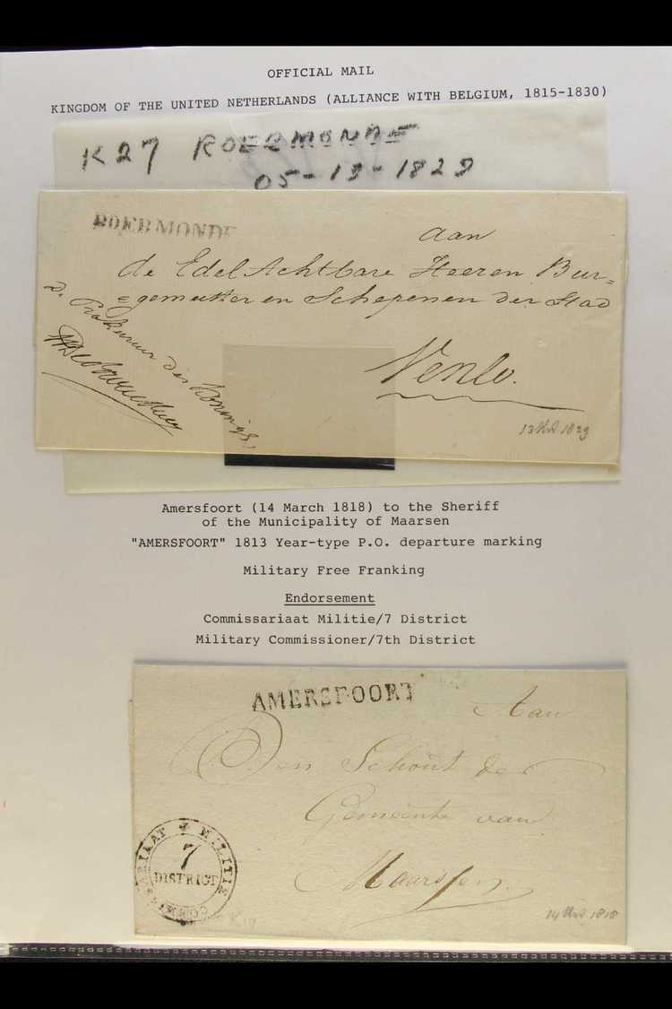 1815-1888 OFFICIAL MAIL Fascinating Group Of Stampless Covers, Entires, Printed Cards Etc. Note 1818 Military Free Frank - Autres & Non Classés