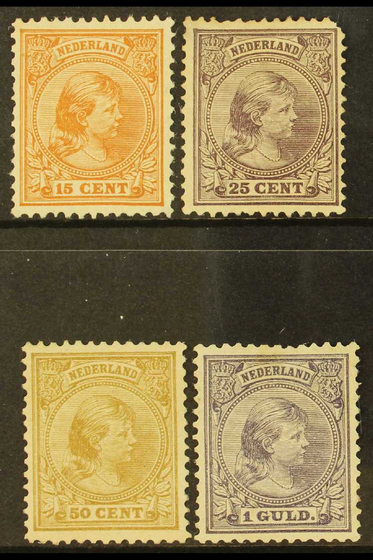 1891-94 Young Wilhelmina 15c, 25c, 50c And 1g (NVPH 39 & 42/44), Mint (regummed), Lovely And Fresh With Tiny Faults. (4  - Andere & Zonder Classificatie