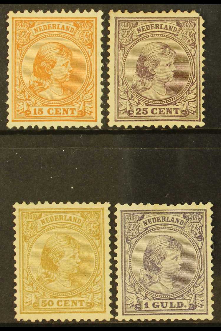 1891-94 Young Wilhelmina 15c, 25c, 50c And 1g (NVPH 39 & 42/44), Mint (regummed), Lovely And Fresh With Tiny Faults. (4  - Other & Unclassified