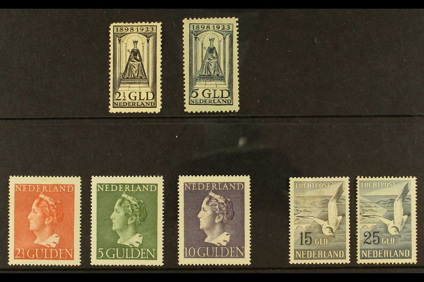 1923-1951 HIGH VALUES MINT SELECTION With 1923 Anniversary Of Accession 2½g & 5g Top Values (SG 268/69); 1946 Wilhelmina - Andere & Zonder Classificatie