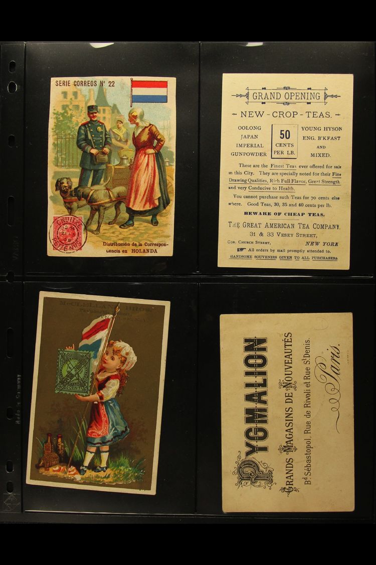 STAMP DESIGNS ON ADVERTISING CARDS - CIRCA 1908 An Attractive Group Of Colourful, Continental Advertising Cards, Two Dif - Andere & Zonder Classificatie