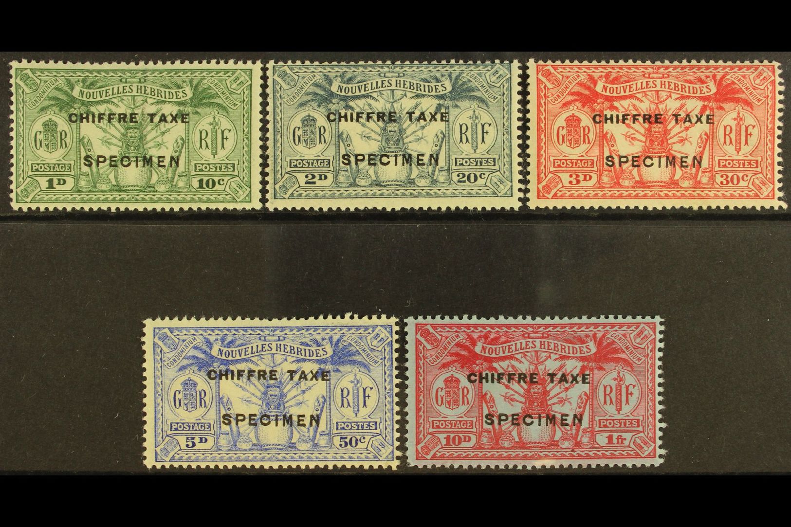 1925 French Currency Postage Due Set Overprinted "Specimen", SG FD53s/7s, Very Fine Mint. (5 Stamps) For More Images, Pl - Other & Unclassified