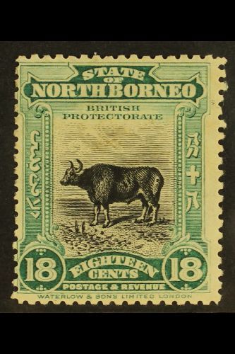 1909 18c Blue Green And Black Banteng, SG 175, Fine And Fresh Mint. Elusive Stamp. For More Images, Please Visit Http:// - North Borneo (...-1963)