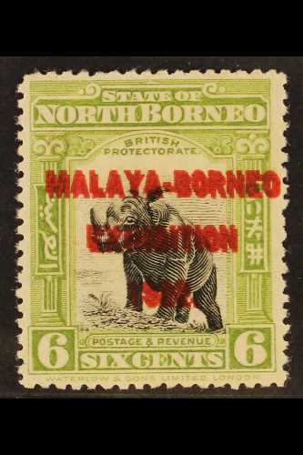 1922 6c Black And Apple- Green With EXHIBITION OVERPRINT DOUBLE, SG 260b, Very Fine Mint With BPA Certificate. For More  - Bornéo Du Nord (...-1963)