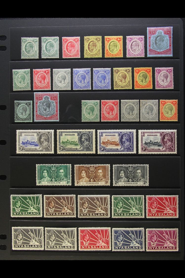 1908-1964 VERY FINE MINT COLLECTION Presented On Stock Pages & QEII On Album Pages. Includes 1908 Set To 2s6d, 1913-21 R - Nyassaland (1907-1953)