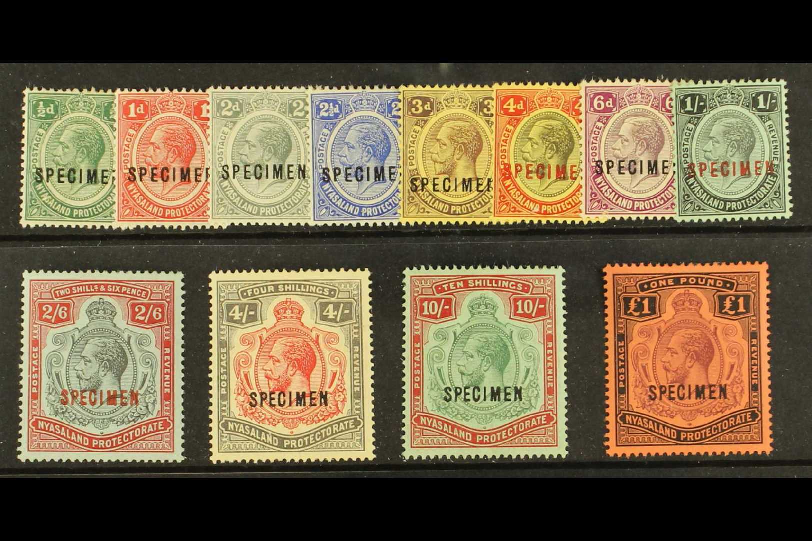 1913 Geo V Set, Wmk MCA, Overprinted "Specimen", SG 83s/98s, Very Fine Mint, Large Part Og. Scarce Set. (12 Stamps) For  - Nyassaland (1907-1953)