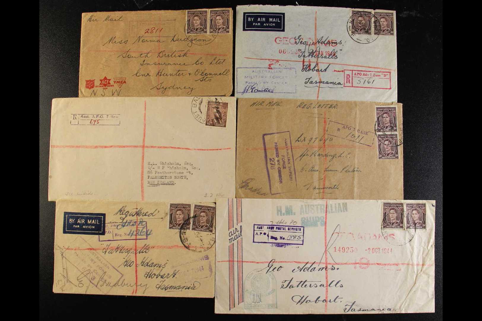 WW2 AUSTRALIAN FORCES - ADVANCE BASE P.O. A Fine Group Of Covers Back To Australia Or One To NZ, Bearing Australian KGVI - Papua New Guinea