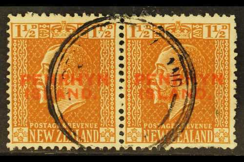 1917-20 1½d Orange-brown NARROW SPACING Overprint, SG 30a, Fine Cds Used Horizontal Pair, Scarce. (2 Stamps) For More Im - Penrhyn