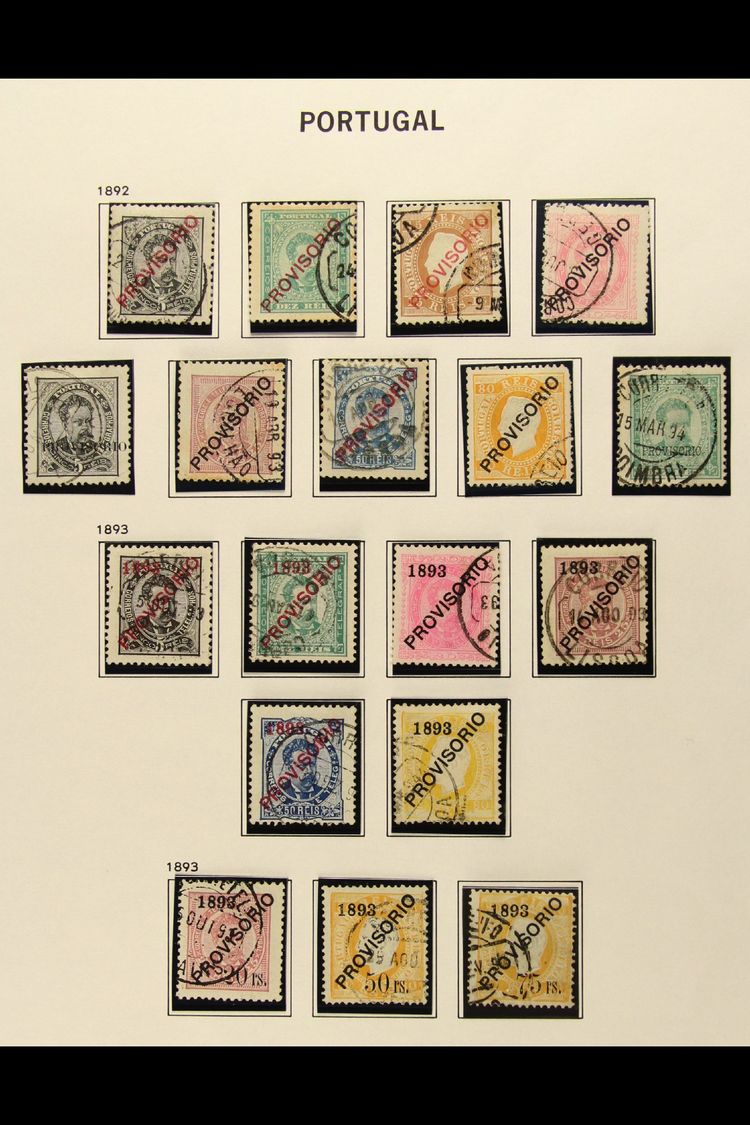 1892-1893 "PROVISORIO" OVERPRINTS. COMPLETE USED COLLECTION On A Hingeless Page, All Different, Comprising 1892, 1892-93 - Autres & Non Classés
