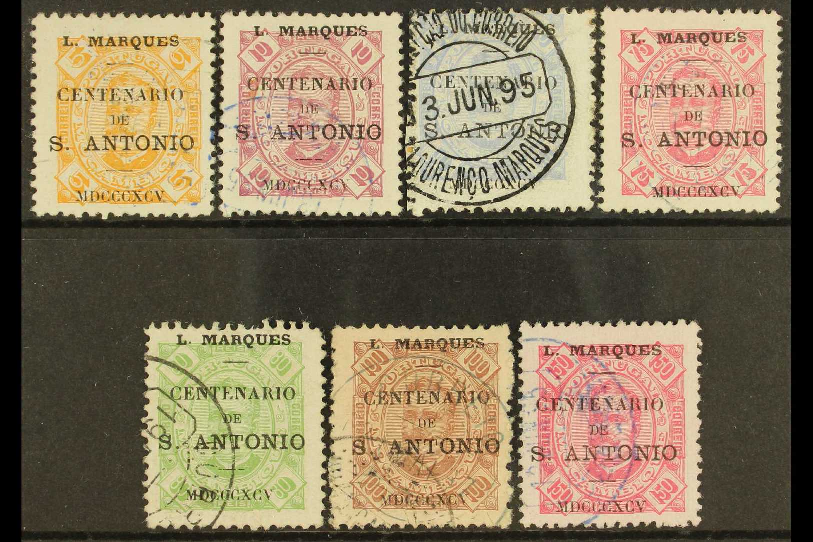 LOURENCO MARQUES 1895 St Anthony Overprints On Carlos Complete Set, Afinsa 24/30, SG 28-35a, Fine Used, Scarce. (7 Stamp - Other & Unclassified