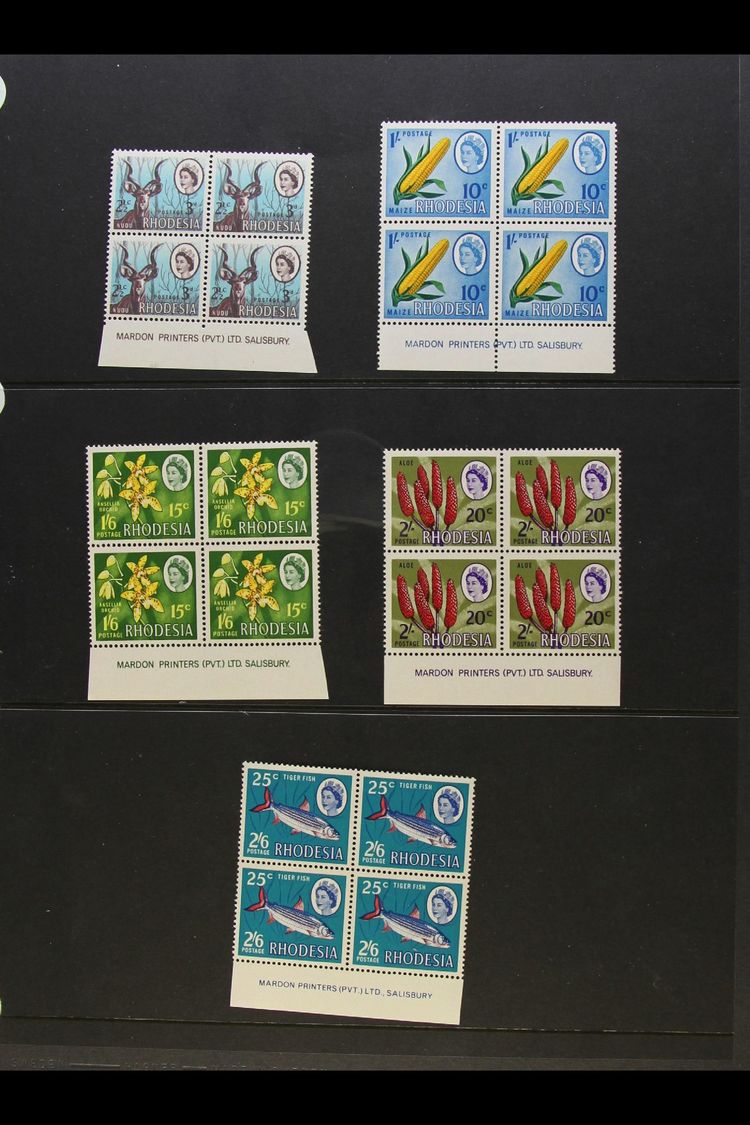 1967-68 Dual Currency Complete Set, SG 408/12, NEVER HINGED MINT Lower Marginal BLOCKS OF FOUR With Full Printer's Impri - Andere & Zonder Classificatie