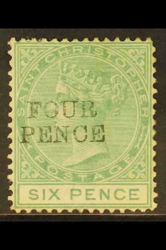 1884 4d On 6d Green, SG 22, Fresh Mint.  For More Images, Please Visit Http://www.sandafayre.com/itemdetails.aspx?s=6147 - St.Christopher-Nevis-Anguilla (...-1980)