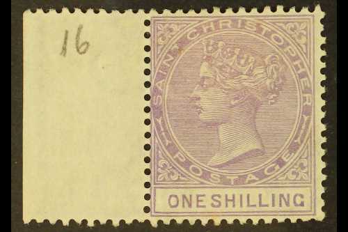 1886 1s Mauve, SG 20, Superb Mint Left Marginal Example. For More Images, Please Visit Http://www.sandafayre.com/itemdet - St.Christopher-Nevis-Anguilla (...-1980)