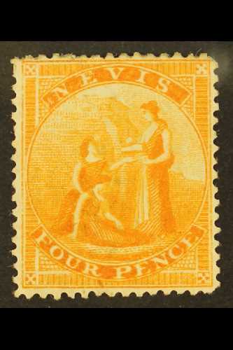 1867 4d Orange, SG 11, Mint With Good Colour And Large Part Gum.  For More Images, Please Visit Http://www.sandafayre.co - St.Christopher-Nevis-Anguilla (...-1980)