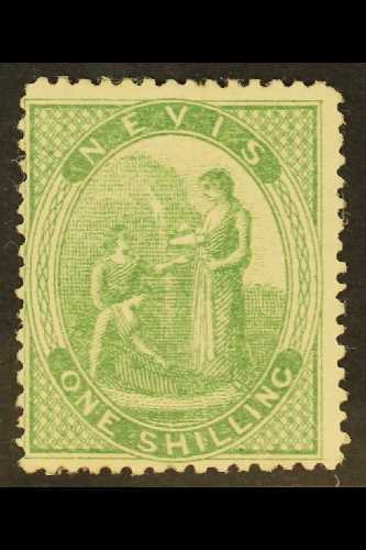 1871-78 1s Pale Green, SG 20, Fine Mint. For More Images, Please Visit Http://www.sandafayre.com/itemdetails.aspx?s=6147 - St.Christopher, Nevis En Anguilla (...-1980)