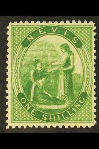 1876 1s Yellow-green, SG 14, A Stunningly Fresh Mint Example With Vibrant Colour, Good Perfs And Large Part Gum, A Gem!  - St.Christopher, Nevis En Anguilla (...-1980)