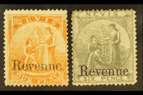 1882 POSTAL FISCAL 4d Orange And 6d Grey, SG F3/4, Very Fresh Unused Without Gum. (2) For More Images, Please Visit Http - St.Christopher, Nevis En Anguilla (...-1980)