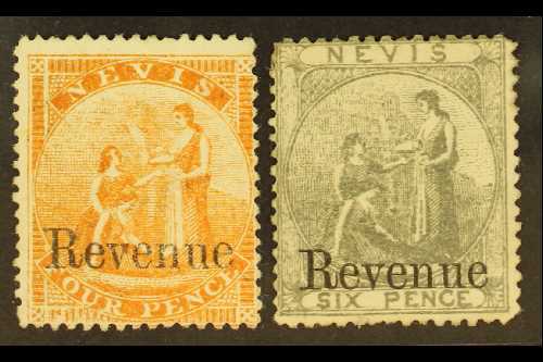 1882 POSTAL FISCAL 4d Orange And 6d Grey, SG F3/4, Very Fresh Unused Without Gum. (2) For More Images, Please Visit Http - St.Christopher-Nevis-Anguilla (...-1980)