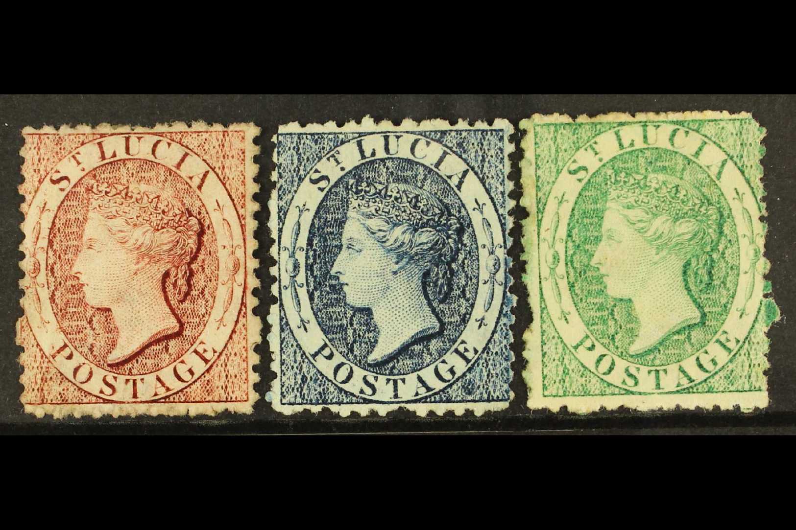 1863 1d (reversed Wmk), 4d And 6d (reversed Watermark) SG 5ax, 7 And 8x, Each Mint With Good Colour And Large Part Gum,  - Ste Lucie (...-1978)