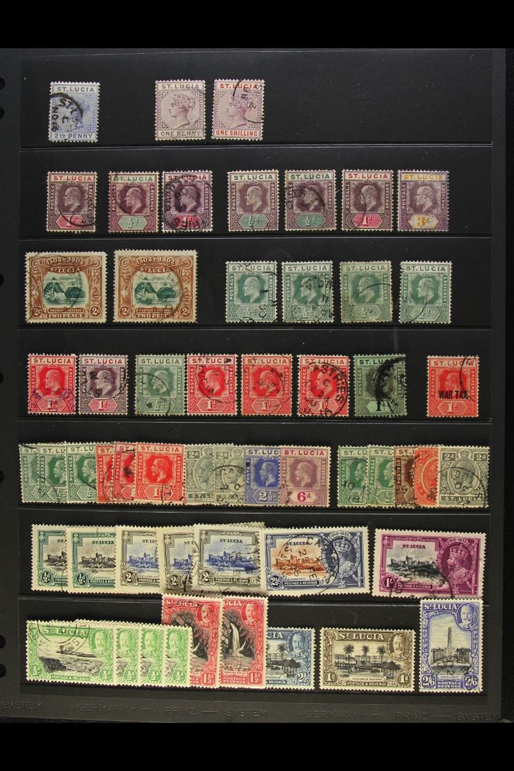 1883-1952 USED ACCUMULATION Includes QV "Tablet" Types To 1s, KEVII To 1s, KGV Defins To 6d, Jubilee Set, Pictorials To  - Ste Lucie (...-1978)