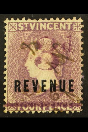 REVENUE STAMP 1888 3d On 4d Lilac, Barefoot 21, Fine Used. For More Images, Please Visit Http://www.sandafayre.com/itemd - St.Vincent (...-1979)