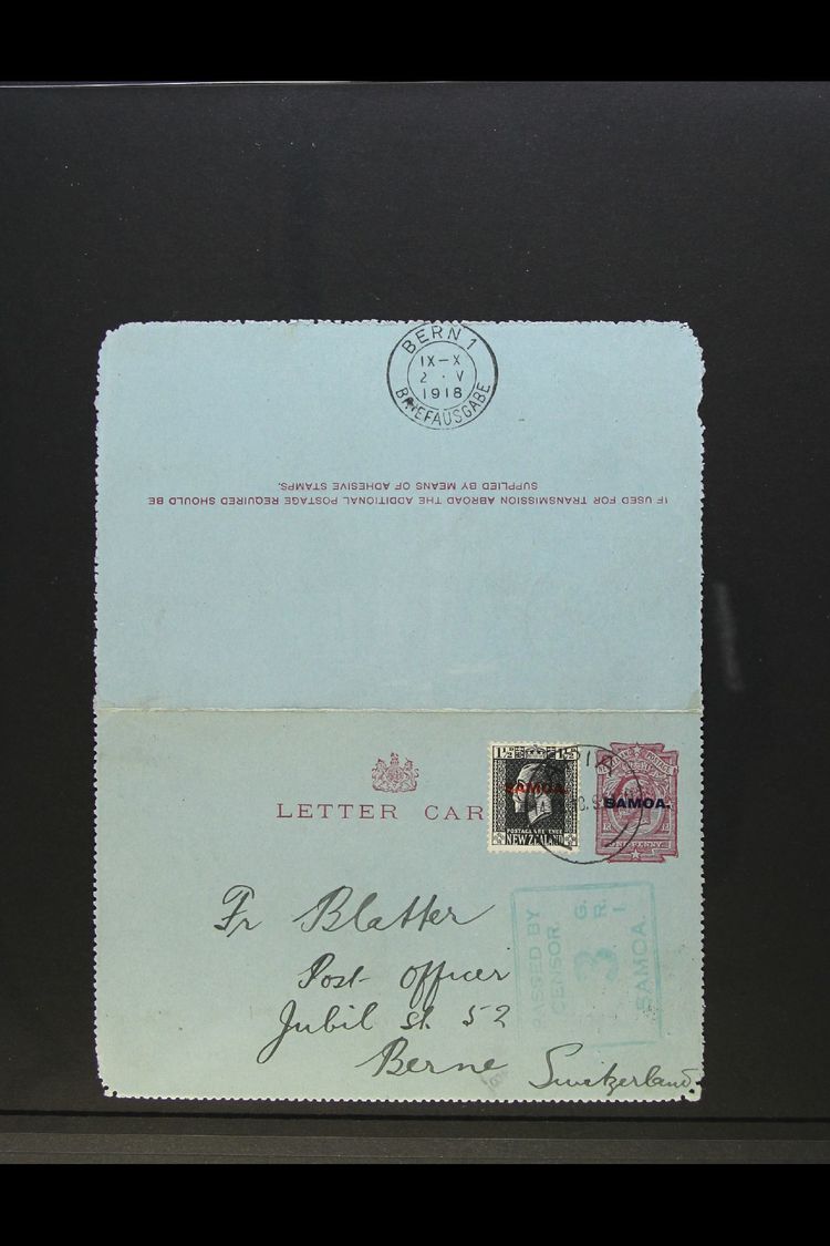 1918 LETTER CARD GENUINE USE Of 1d Letter Card, Uprated With KGV 1½d Slate, Interesting Message Written In English Relat - Samoa