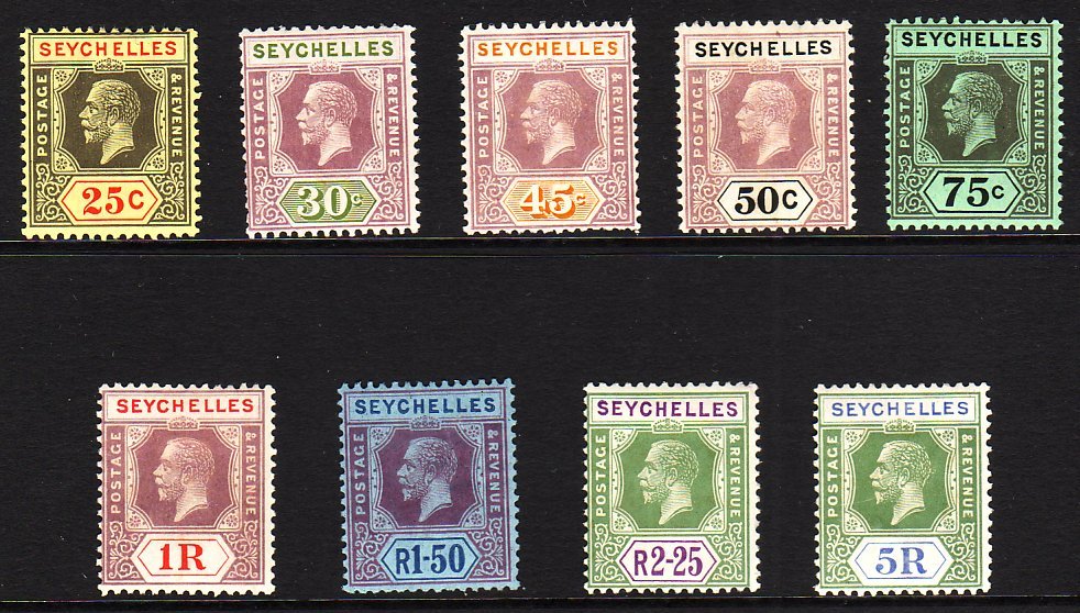 1921-32 25c To 5r (1r Is Die II) SG 114/23, Very Fine Mint. (9 Stamps) For More Images, Please Visit Http://www.sandafay - Seychellen (...-1976)