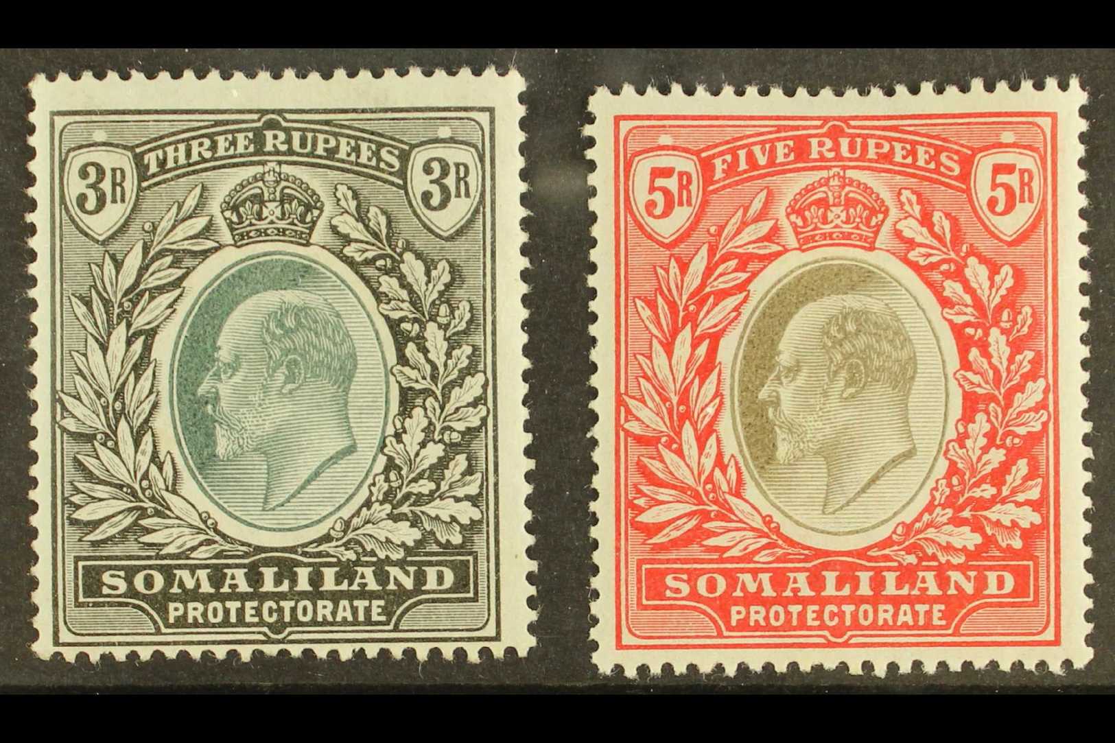 1904 KEVII 3R And 5R, SG 43/44 Fine Fresh Mint. (2 Stamps) For More Images, Please Visit Http://www.sandafayre.com/itemd - Somaliland (Protectorat ...-1959)