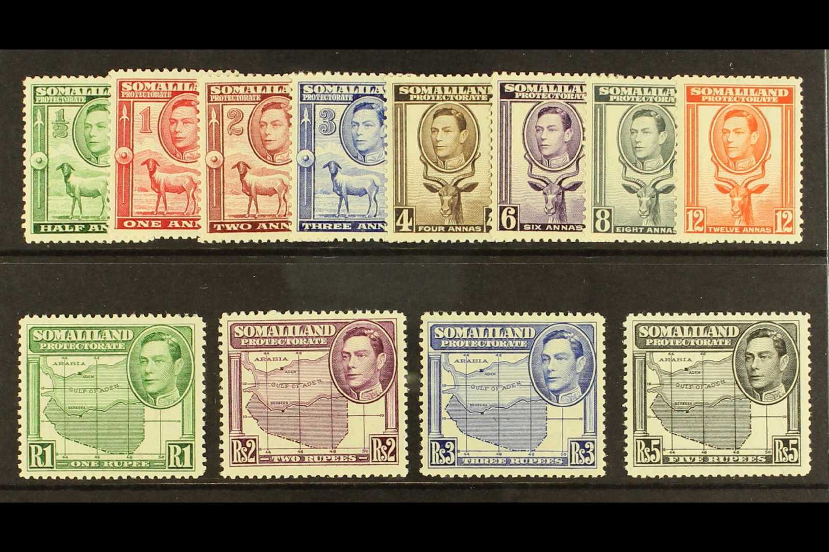 1938 Complete "Portrait To Left" Definitive Set, SG 93/104, Never Hinged Mint. (12 Stamps) For More Images, Please Visit - Somaliland (Protectorat ...-1959)