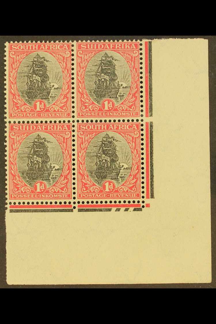 1926-7 1d Black & Carmine, Issue 3 Control Block Of Four With PARTIAL OFFSET Of Vignette On Reverse, SG 31, Very Fine Mi - Zonder Classificatie